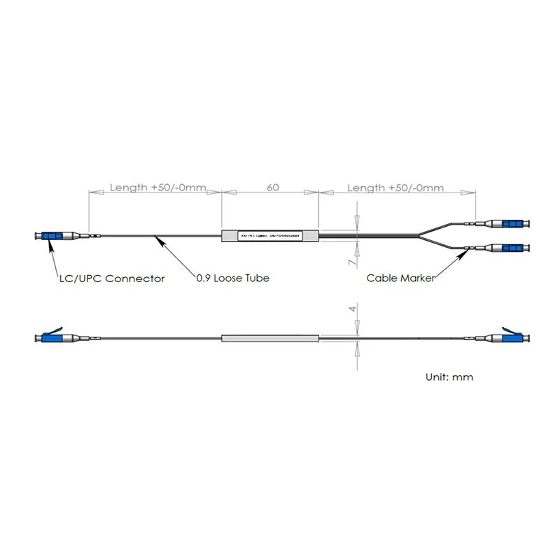 1*2 PLC -jakaja LC/UPC -liittimellä