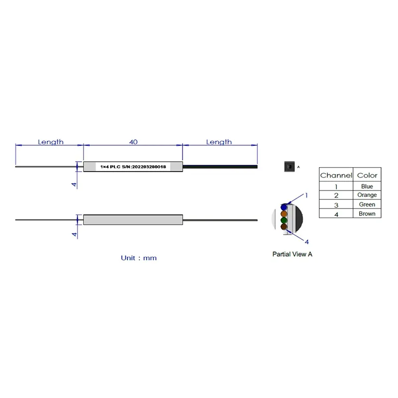 1*4 1*8 PLC -jakaja (paljain kuitutyyppi)